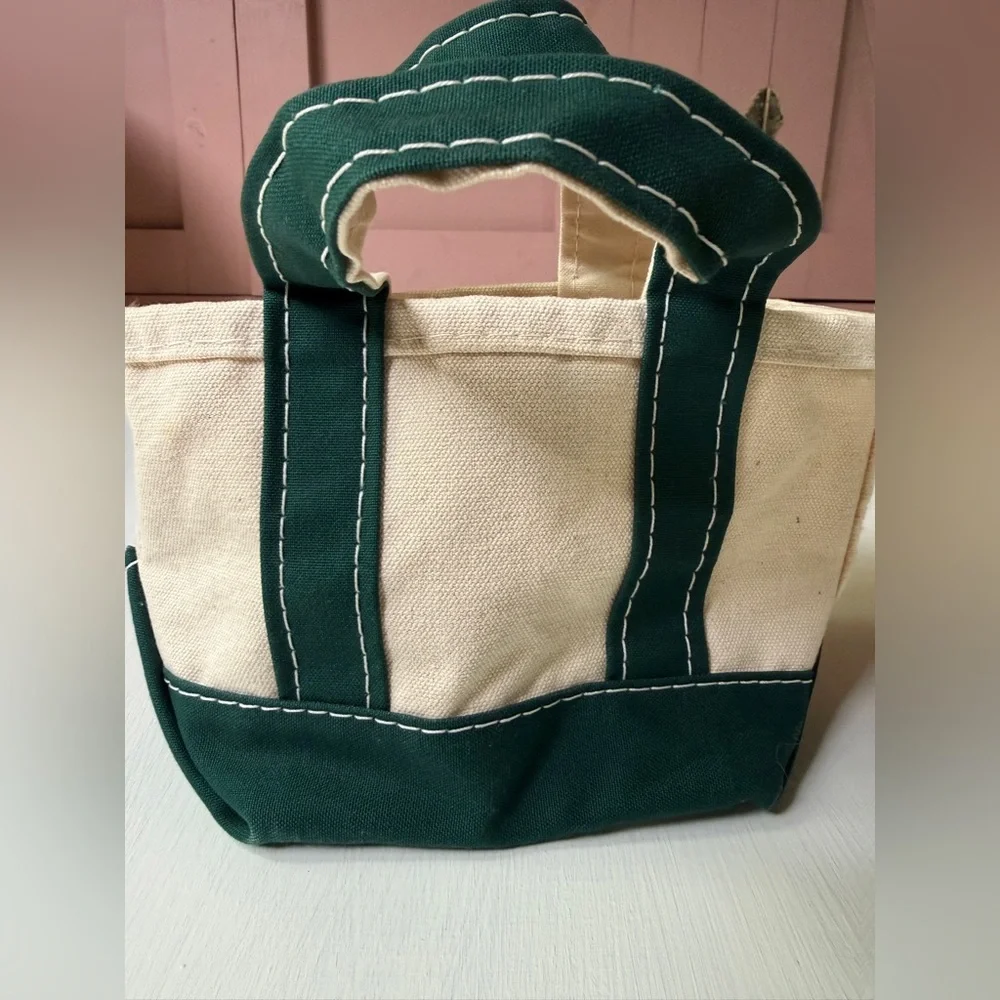 LL Bean Mini Boat And Tote House Embroidered USA Made Canvas Green 6'' EXCELLENT - Picture 5 of 9